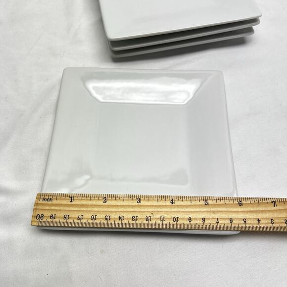 Crate & Barrel 6" Porcelain Square White Appetizer, Dessert Plates Set of 4 - Picture 4 of 5